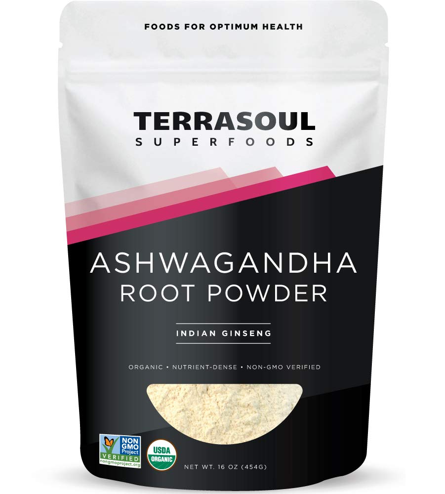 Terrasoul Superfoods Organic Ashwagandha Root Powder, 1 Lb - Stress Adaptogen Budd124; Kan forbedre søvn Budd124; Lab- Testet for kvalitet