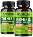 NATURELO Turmeric Curcumin - BioPerine for Better Absorption - Black Pepper, Ginger Root, Curcuminoids - Plant-Based Joint Discomfort Support - 120 Vegan Capsules (Pack of 2)