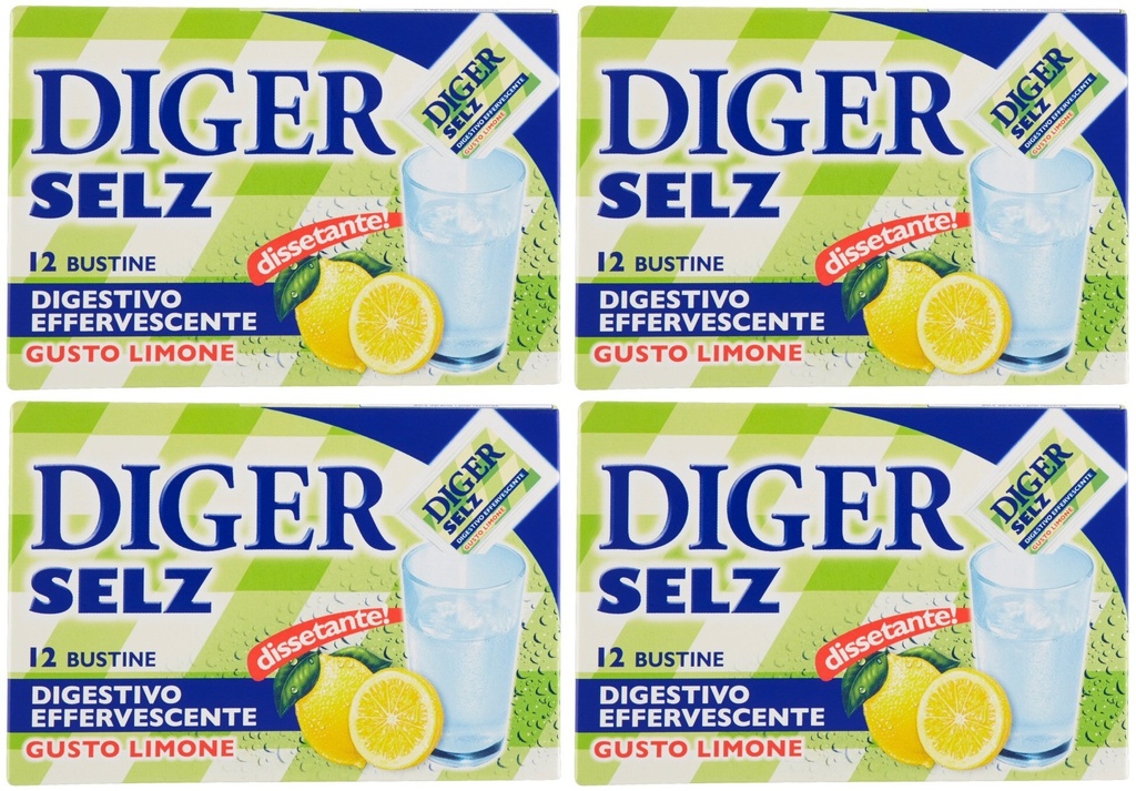 Effervescent Antacid Powder, Lemon Taste * 48 Sachets, 3.5 Grams Each * [ Italian Import ]