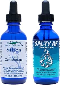 Eidon Liquid Silica Mineral Concentrate and Salty AF Electrolyte Drink Mix - Silica supplement til hår, hud og negle, Usødede flydende Electrolyte Drops til vand, Ingen tilsat sukker, ikke GMO