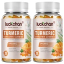 Turmeric and Ginger Gummies (2 Pack) - Turmeric Curcumin with Black Pepper & Ginger Supplements for Immune Support Healthy Skin - Vegan Turmeric Gummies for Adults - Gluten Free, Low Sugar