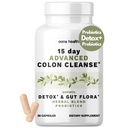 15 Dag Advanced Colon Cleanse, Probiotika & Naturlige Urter, Understøtter Detox & Gut Flora for Kvinder & Mænd, med Cascara Sagrada, Psyllium Husk & Senna Leaf, 30 Kapsler 1-2 Daglig Medical 124; 15 Dag Cleanse