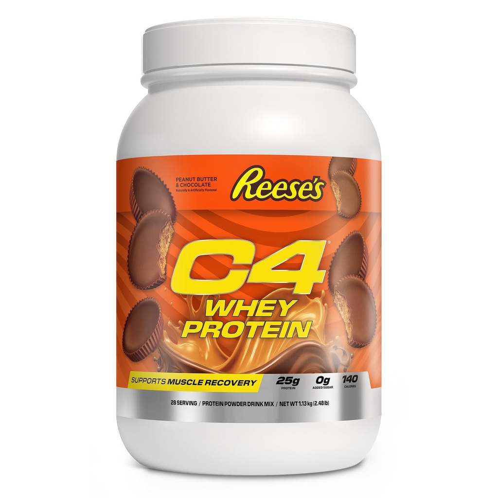 Cellucor C4 Whey Protein Powder, Reese 's Peanut Butter & Chocolate - 25g Protein, 0g tilsat sukker, 140 kalorier Per Servering, Understøtter muskel Inddrivelse, 28 Servering, Premium Whey til post- workout