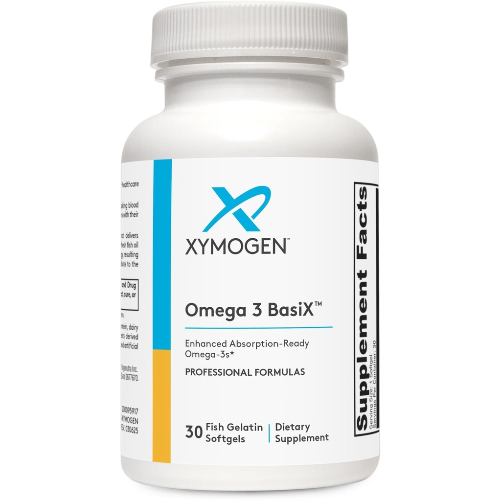 XYMOGEN Omega 3 Basix - Essential Omega-3 Support for Brain & Heart Health - EPA & DHA Monoglyceride Fish Oil - High Absorption - 30 Softgels