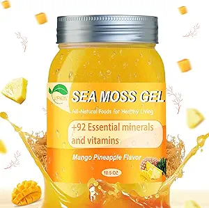 Sea Moss Gel, Irish Sea Moss Raw Organic, Sea Moss Supplement Advanced for Immunation & Metabolisme Support (Mango Ananas, 18.5OZ)