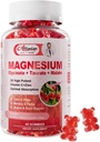 Magnesium Glycinat Gummier, Magnesium Kalium tillæg med Taurat, Malat, Vitaminer D, C, B6, Calcium, Kropssuppe, Raspberry Magnesium Gummier til voksne og børn