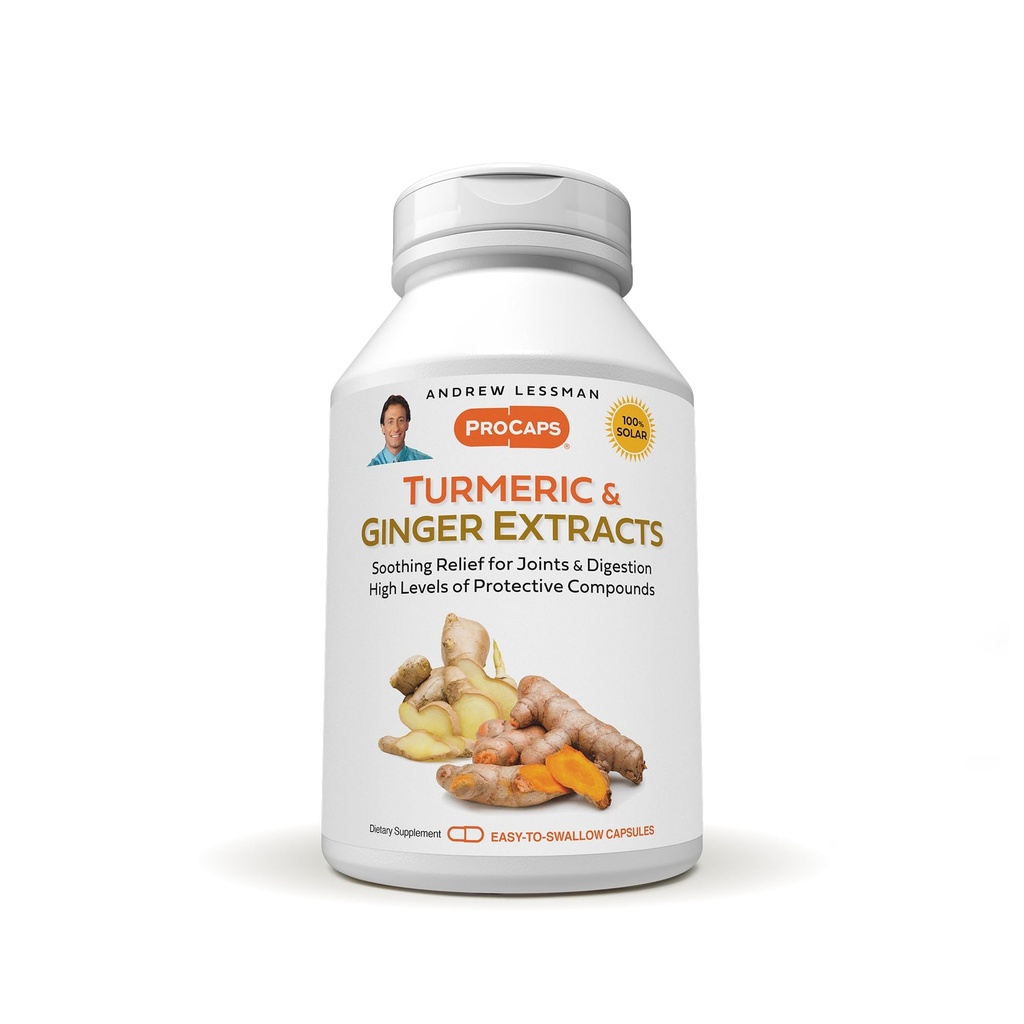 ANDREW LESSMAN Turmeric and Ginger Extracts 240 Capsules - Naturally Soothe The Joints and Digestive Systems. Two Pure Extracts. Protective, Anti-Aging, Anti-oxidant Properties. No Additives