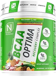NutraKey BCAA Optima Post Workout Inddrivelse Complex, Ingen sukker, Ingen Carb, Inddrivelse Støtte, Frugt Punch