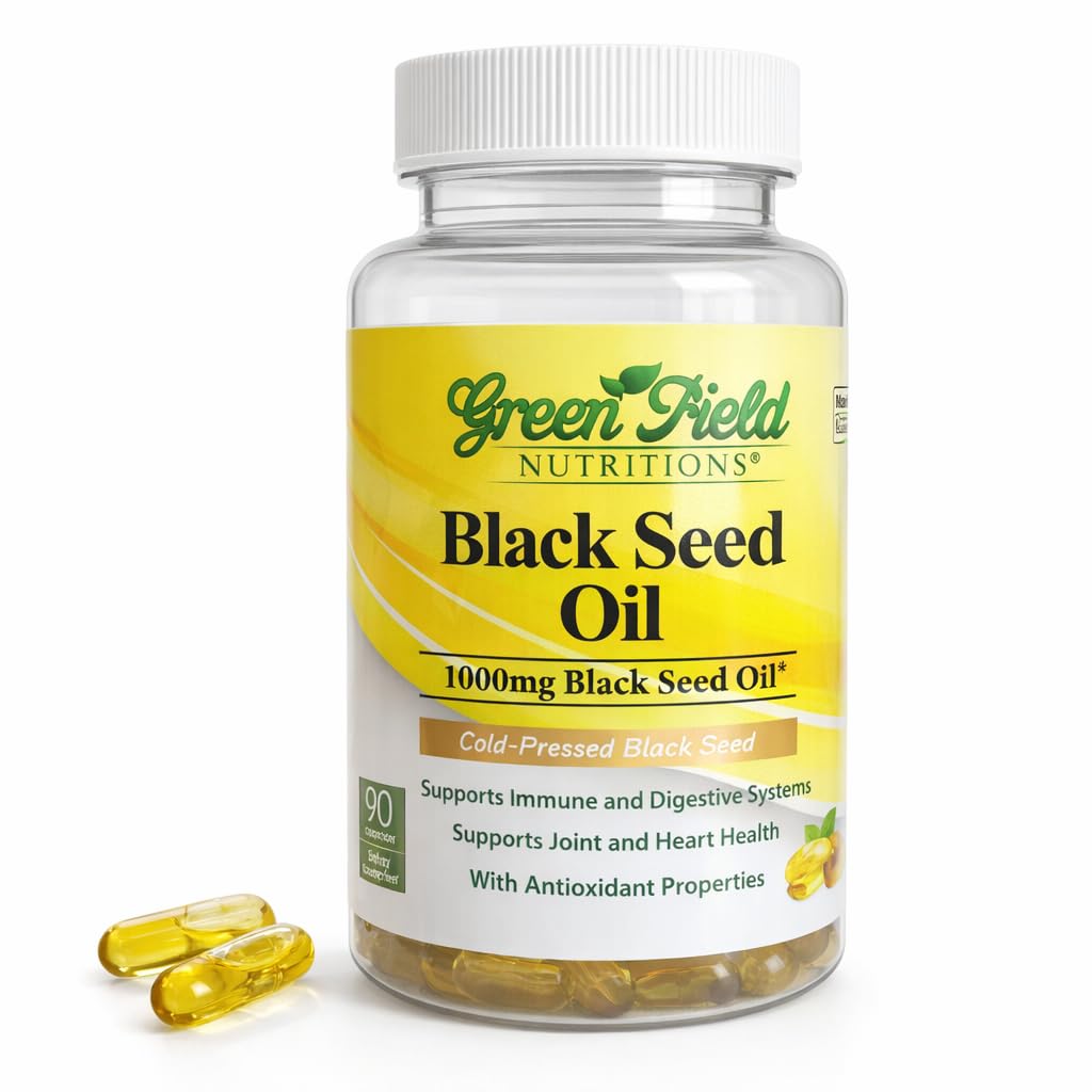 Greenfield Nutritions - Halal Black Seed Oil (Nigella Sativa), Support immunsystem, fordøjelsessystem, og Joints Sundhed, 90 flydende Veggies Kapsler