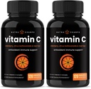 NutraChamps (2 Pack) Vitamin C 1000mg med Elderberry, Citrus Bioflavonoider & Rose HIPS - 120 Kapsler Vegan, Non- GMO Antioxidant Supplement for immunforsvar & Collagen Produktion 500mg pulver piller