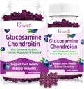 2 Pack Glucosamin Chondroitin Gummies - Glucosamin Chondroitin med MSM, Elderberry, Gurkemeje, Fælles Support for voksne, Mænd & Kvinder - Blueberry Flavor, 120 Cts