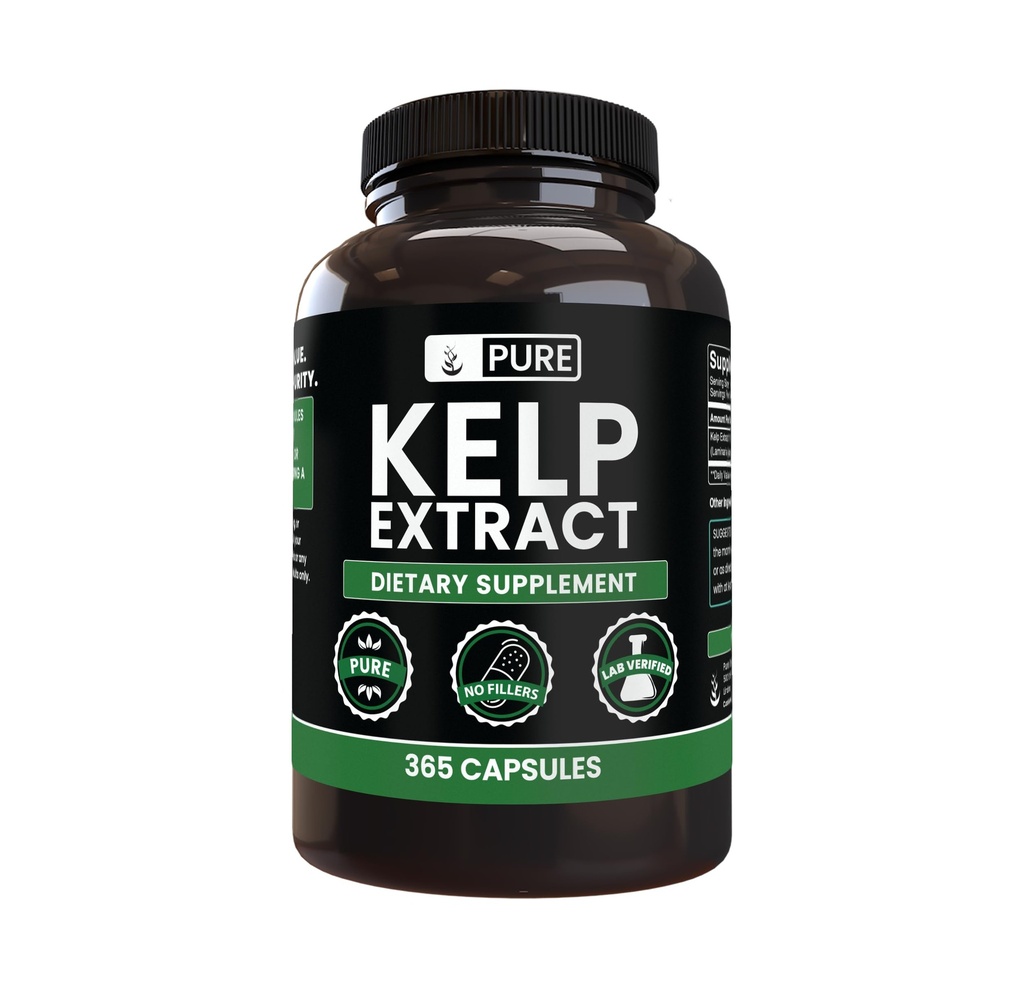 Pure Original Ingredienser Kelp Extract (365 kapsler) Ingen Magnesium eller Rice Fillers, Altid Pure, Lab Verified
