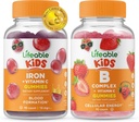 Lifeable Iron & C-vitamin Kids + B Complex Kids, Gummies Bundle - Great Tasting, Vitamin Supplement, Gluten Free, GMO Free, Chewable Gummy