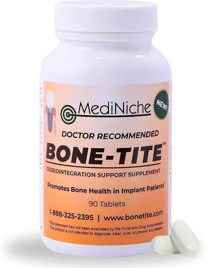 Bone- tite Osseointegration Support I Key Vitaminer, Mineraler og næringsstoffer til fremme af dental implantat Support