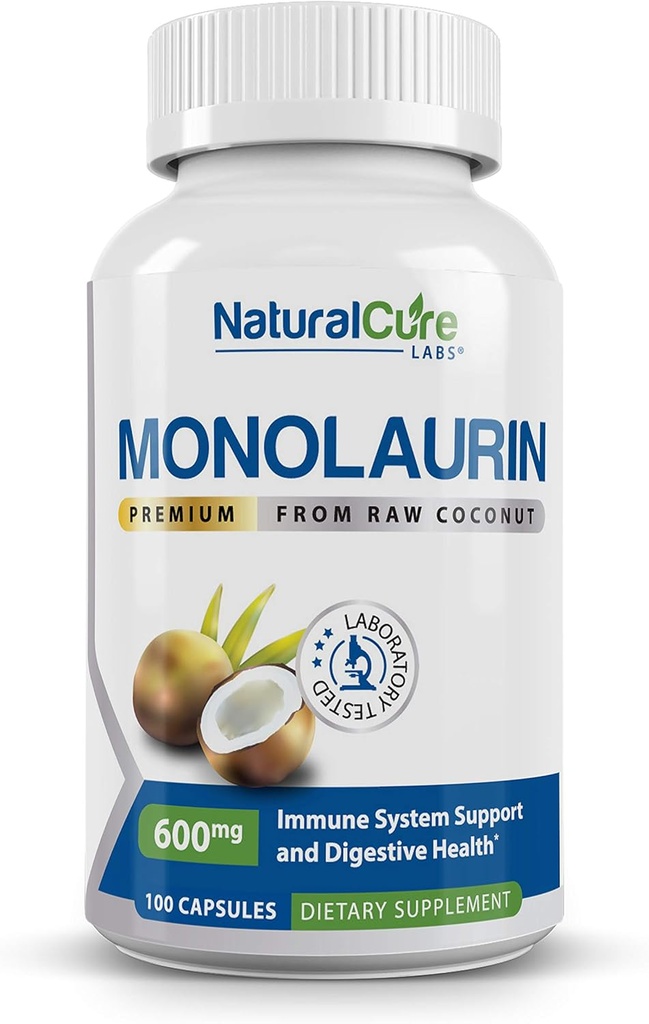 Natural Cure Labs Premium Monolaurin – 600mg, 100 Capsules