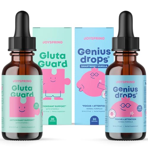 JoySpring Glutathione Flydende og Genius Drops Smartberry Vanilla til børn