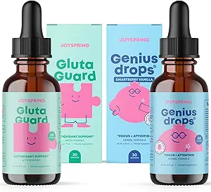 JoySpring Glutathione Flydende og Genius Drops Smartberry Vanilla til børn