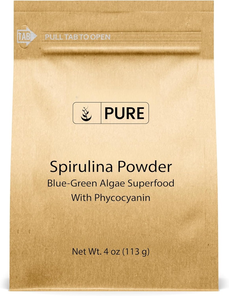 PURE ORIGINALSKE INGREDIENSER Spirulinapulver (4 oz) Grøn Alger Superfood med Phycocyanin