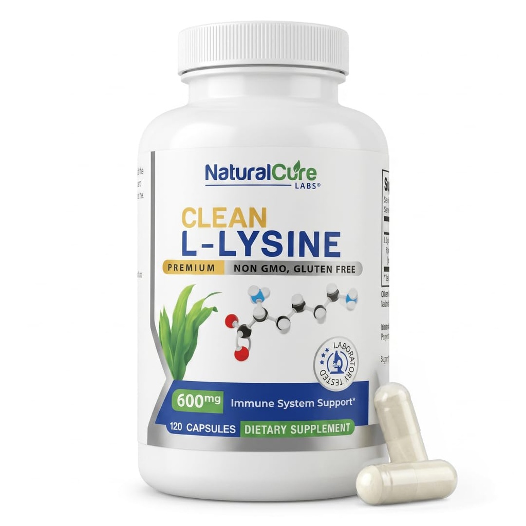 Natural Cure Labs Clean L- Lysin 600mg, 120 Kapsler