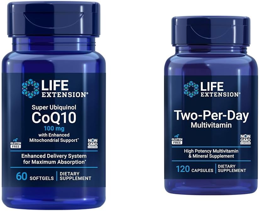 Life Extension Super Ubiquinol CoQ10 60 bløddele & Two- Per- Day Multivitamin 120 Kapsler Bundle