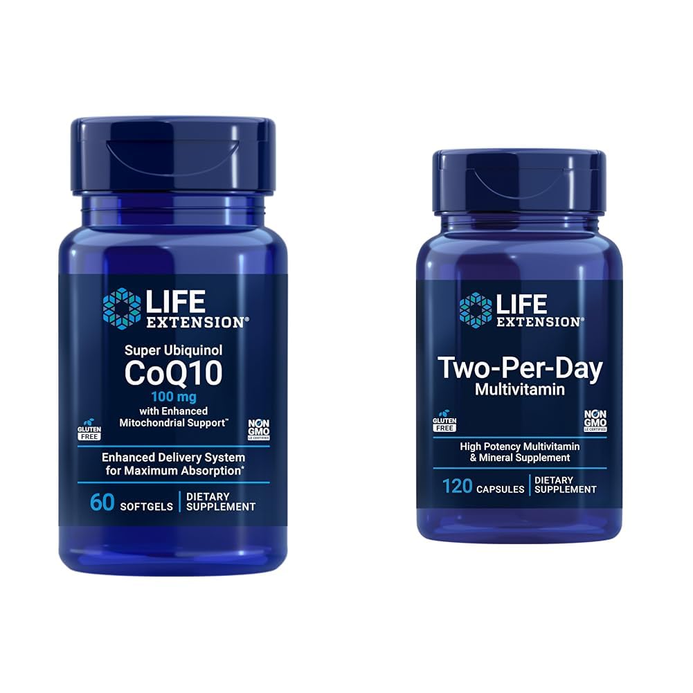 Life Extension Super Ubiquinol CoQ10 60 bløddele & Two- Per- Day Multivitamin 120 Kapsler Bundle