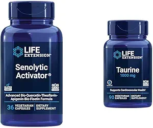 Life Extension Senolytic Activator with Quercetin, Fisetin, Taurine for Immune Support, Anti-Aging & Longevity - 36 & 90 Vegetarian Capsules