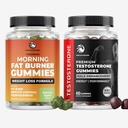 Morning Fat Burn Gummies & Testosteron Booster Supplementering • 124; Test Booster Fat Burner & Metabolisme Support med grøn te & Raspberry Ketoner • 124; Appetite Suppressant & Energy Support • 124; 1 Måned Supply