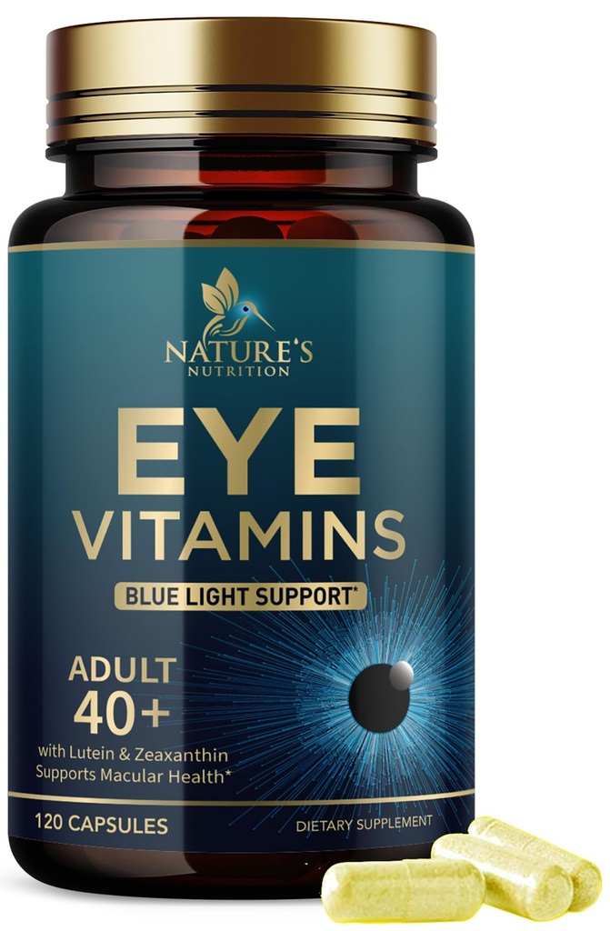Eye Vitamin Supplement - Avanceret Eye Care Vitamin med Lutein, Zink, Vitamin C, E, Zeaxanthin & Minerals - Vision Multivitamin for Macular Health & Dry Eyes, Vegan, Flasket i USA - 120 Kapsler