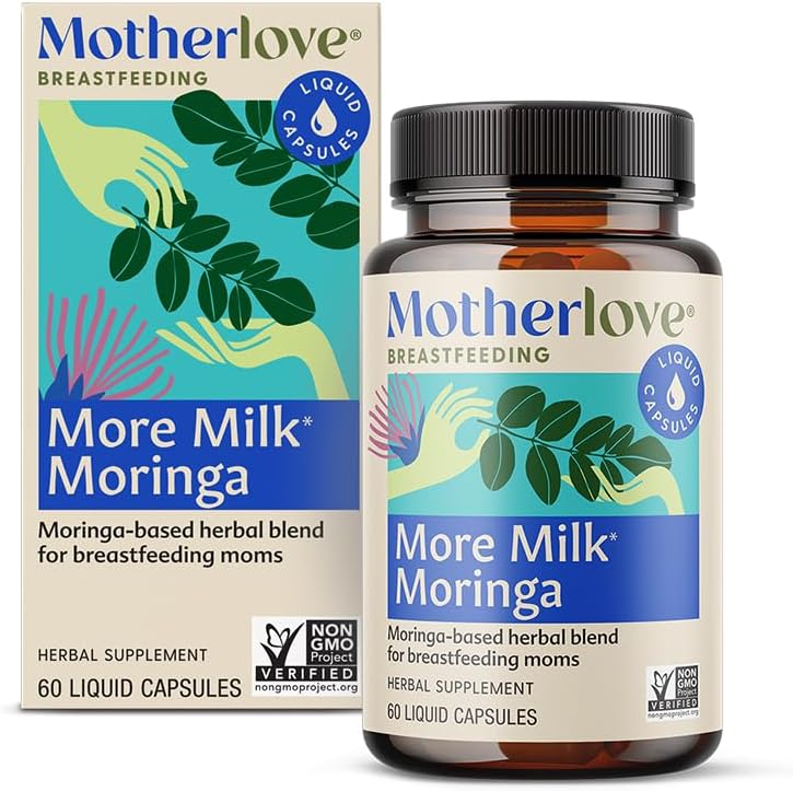 Motherlove More Milk Moringa (60 Liquid caps) Moringa- baseret laktation supplement til støtte Breast Milk Supply - Ikke-GMO, Økologiske urter, Vegan, Kosher