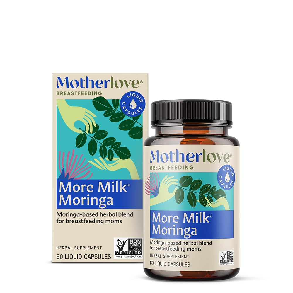 Motherlove More Milk Moringa (60 Liquid caps) Moringa- baseret laktation supplement til støtte Breast Milk Supply - Ikke-GMO, Økologiske urter, Vegan, Kosher