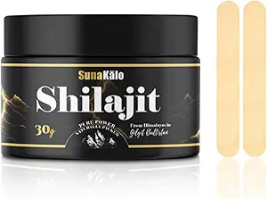 Pure Himalayan Organic Shilajit Resin - Gold Grade, 100% Shilajit Supplement med 85 + Trace Minerals, Energy & ImmunSupport Budd124; Natural Source of Fulvic Acid + 86% & Humic Acid + 10%