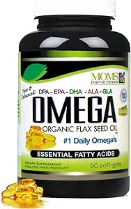 Natural Omega 3-6-9 Blend med DPA, EPA, DHA, ALA og GLA og Organic Flax Seed Oil Plus Wild fanget Natural Fish Oil - Over 2.800 Milligram Styrke - Gluten Free - Made in The USA - 60 SoftGels