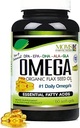 Natural Omega 3-6-9 Blend med DPA, EPA, DHA, ALA og GLA og Organic Flax Seed Oil Plus Wild fanget Natural Fish Oil - Over 2.800 Milligram Styrke - Gluten Free - Made in The USA - 60 SoftGels