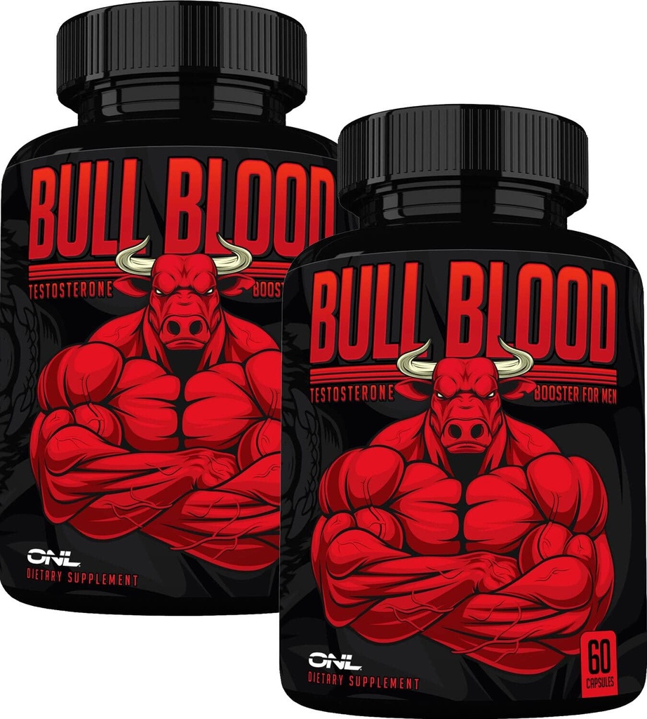 ONL Bull Blood Testosteron Booster - High Potency Male Enhancing Testosteron supplement til Stamina & Endurance - Test Booster med Maca Root, Horny Geat Weed & Tongkat Ali - 120 Kapsler (2 - Pack)