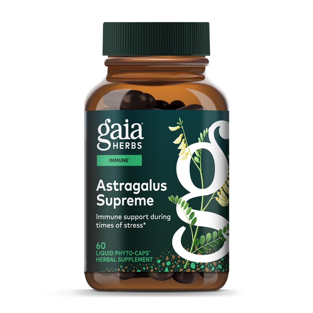 Gaia Herbs Astragalus Supreme - immunforsvar og antioxidant Support * - Urtetilskud med Astragalus Root, Schisandra Berry & Ligustrum - 60 Vegansk flydende Phyto- kapsler (15-dages forsyning)