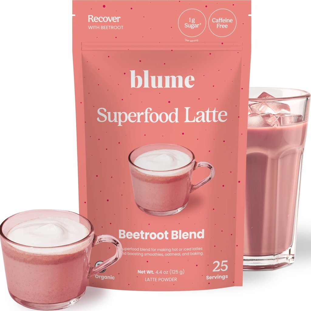Blume Superfoods Latte - Beetroot Powder, Energy Boosting, Organic Beet Powder, Clove, Cinnamon, Ginger - Vegan, Gluten-Free - 25 Servings