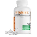 Bronson vitamin K Triple Play (Vitamin K2 MK7 / Vitamin K2 MK4 / Vitamin K1) Fuld Spectrum Complex vitamin K supplement, 90 kapsler
