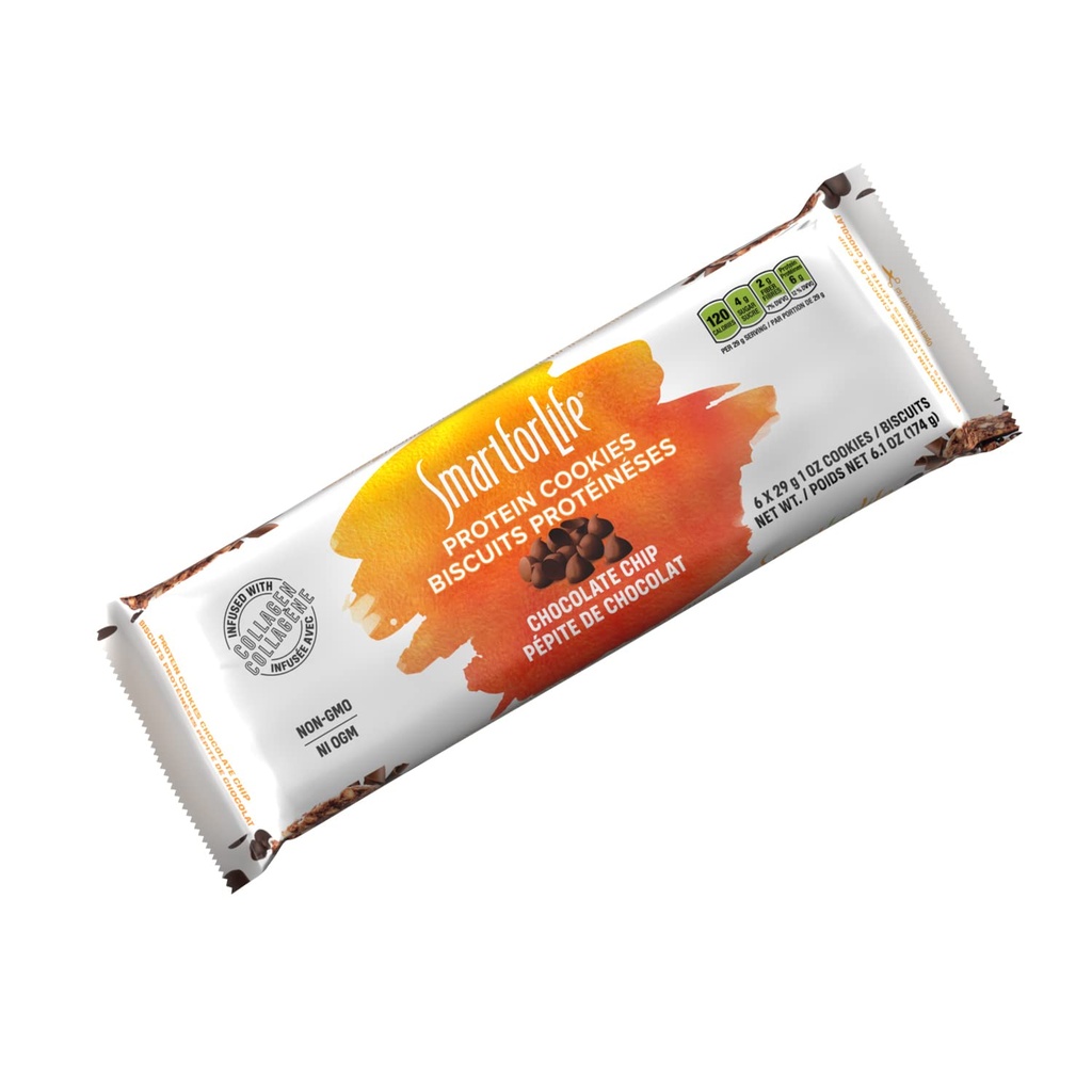 Smart for Life Chocolate Chip Protein Cookies - High Protein Cookie Diet - 6 Greve - Meal Erstatning - On- the- Go Snack - Lavsukker Lav kalorier Super High Fiber Cookies - Protein Snack