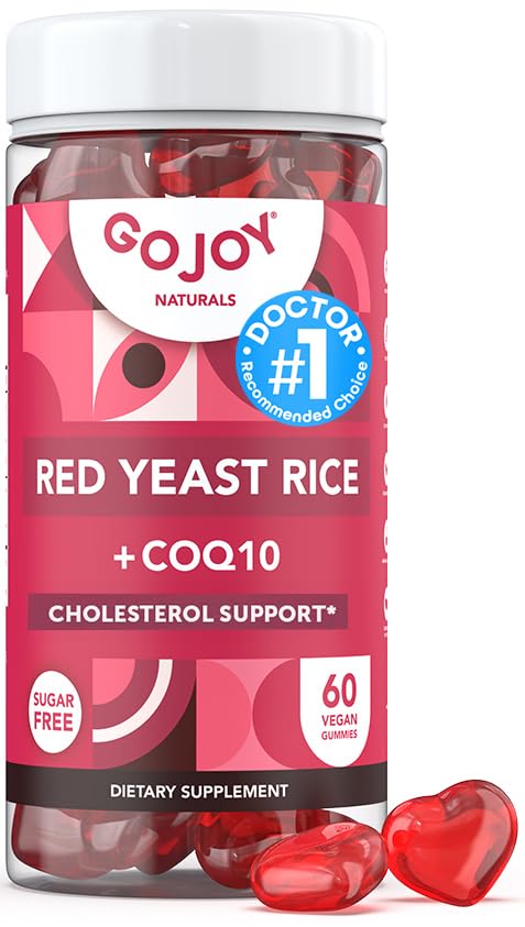 Sugar- Free Red Gær Rice med CoQ10 Gummies - Cholesterol Kosttilskud med Red Rice 1000 mg. - Cholesterol Gummies Complex - Vegan, Non- GMO, Gluten- Free & Citrin- Free Supplement