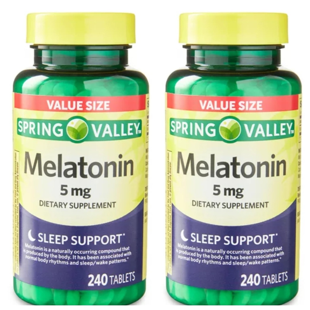 Spring Valley Melatonin Tablets Dietary Supplement Value Size, 5 mg, 480 Count (2X 240)