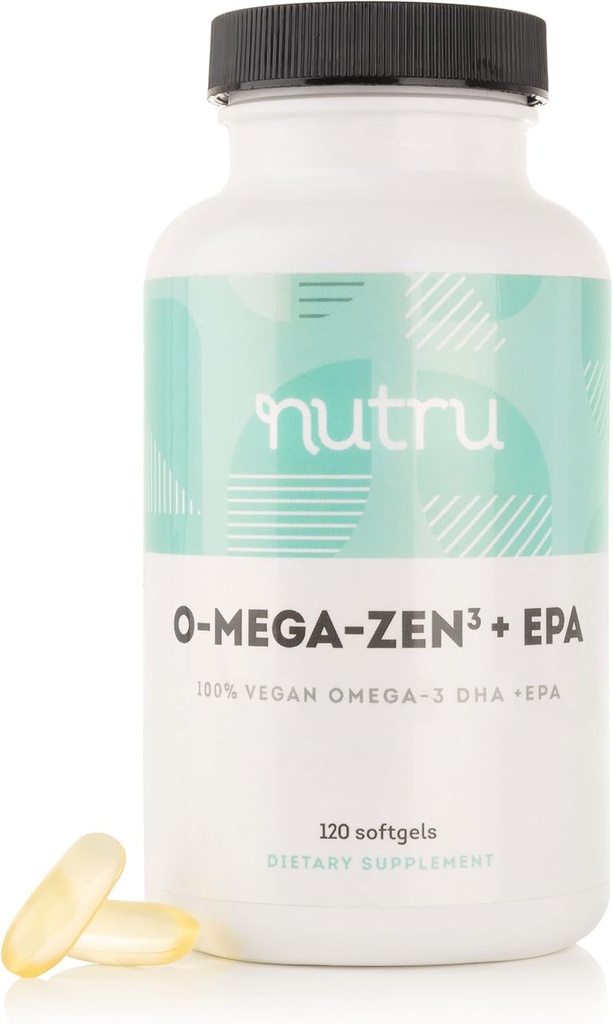 O-Mega-Zen3 +EPA Vegan Omega 3 Supplement - Fish Oil Alternative - Premium Marine Algal Based Omega-3 DHA and EPA Fatty Acids - Carrageenan Free - 120 Softgels