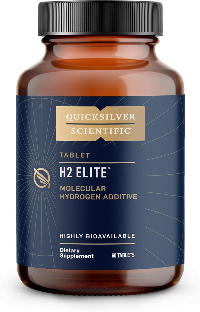 Quicksilver Scientific H2 Elite - Molecular Hydrogen til energi + Metabolisme Support, Vand Tablets Perfect for Open Containers - Magnesium Malate Drink Additive (60 Molecular Hydrogen Tablets)