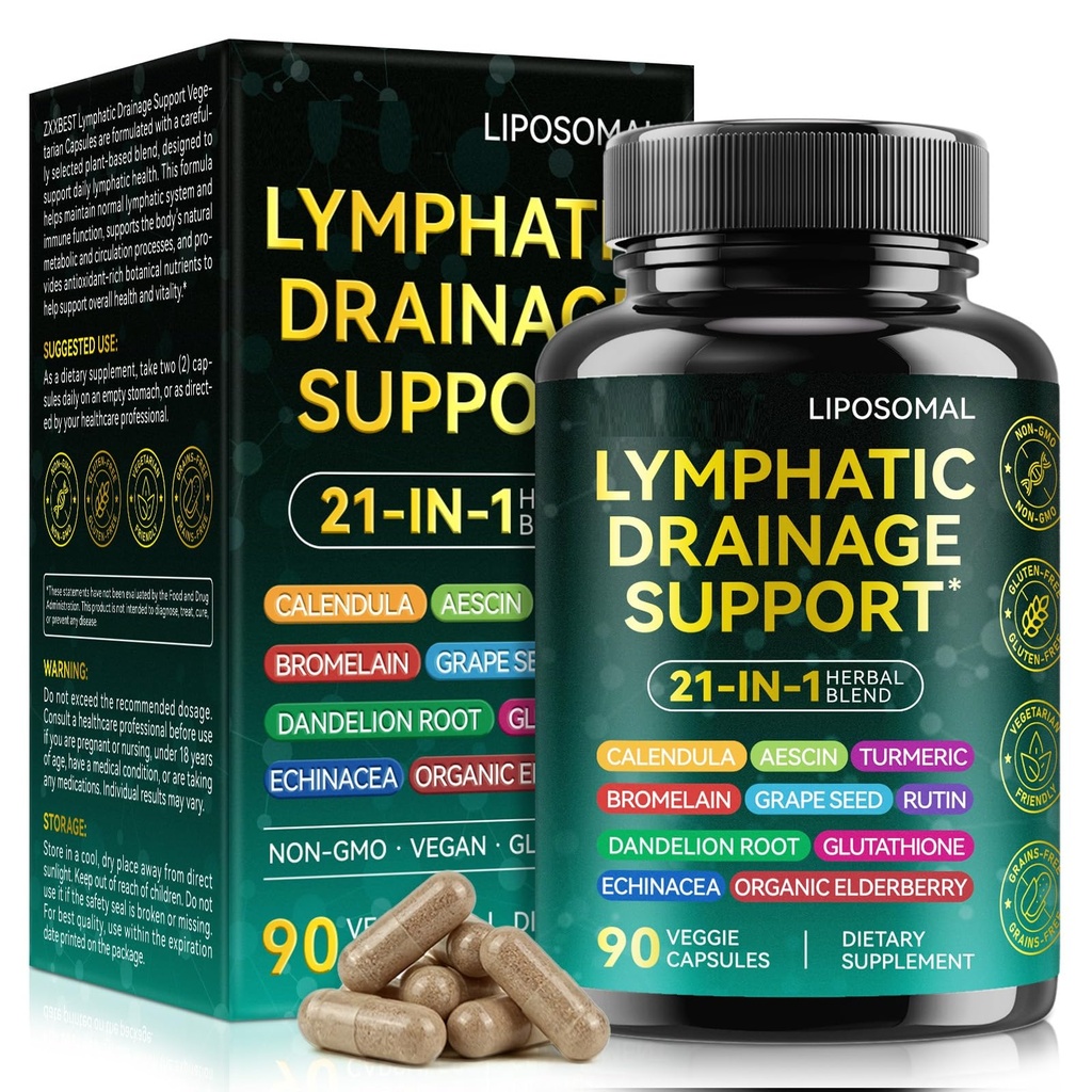 Lymphatic Drainage Supplements with Echinacea - 90 Capsules