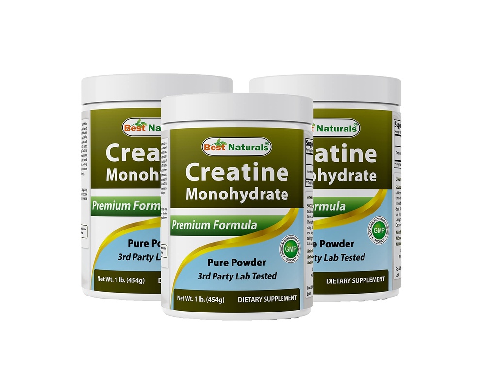 Bedste Naturals Creatinine Monohydrat 1 Lb Pure Powder (1 LB (pakning med 3))