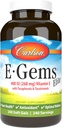 Carlson - E- Gems Elite, 400 IE E-vitamin med tocopheroler & tocotrienoler, E-vitamin kapsler, Heart Health & Optimal Wellness, Antioxidant, E-vitamin tillæg, 240 Softels