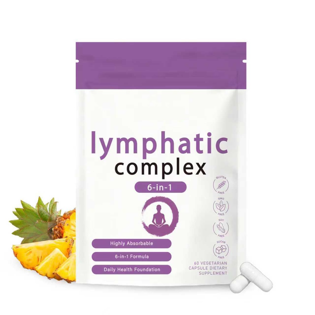 Lymphatic Complex 6-in-1 Capsules with Burdock, Dandelion & Kelp, Supports Digestion & Skin Vitality, Vegan, Non-GMO, Gluten-Free, 90 Veggie Caps