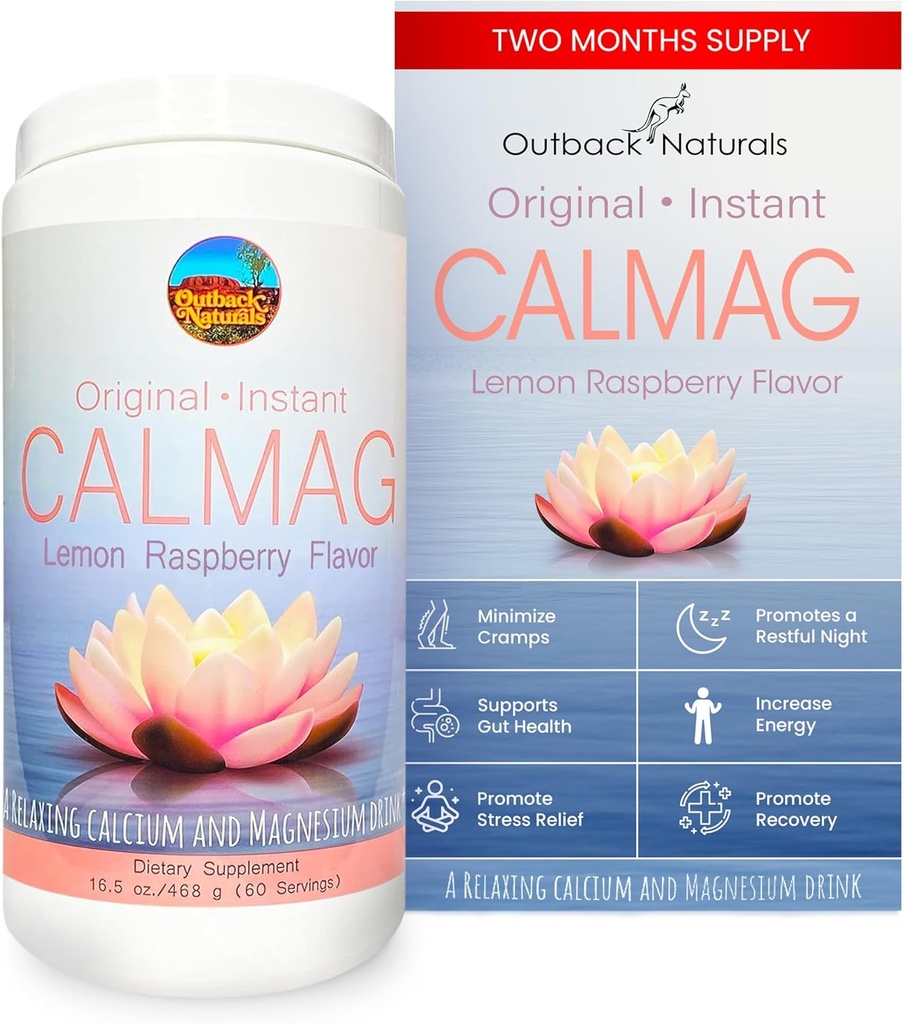 CalMag 2: 1 Høj Absorption Calcium Magnesium citrat pulver supplement til stress Relief, og søvn, Calcium supplement til ben sundhed, Lemon Raspberry Flavor 16.5oz (pakke med 1)