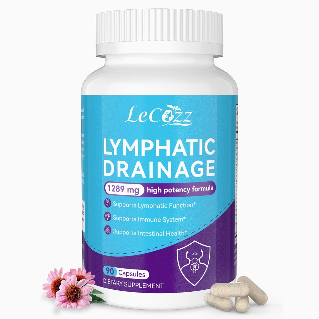 Lymphatic Drainage Capsules Supplement-Lymphatic System Support with Echinacea Elderberry Dandelion Burdock Root Organic for Women & Men 90 Capsules