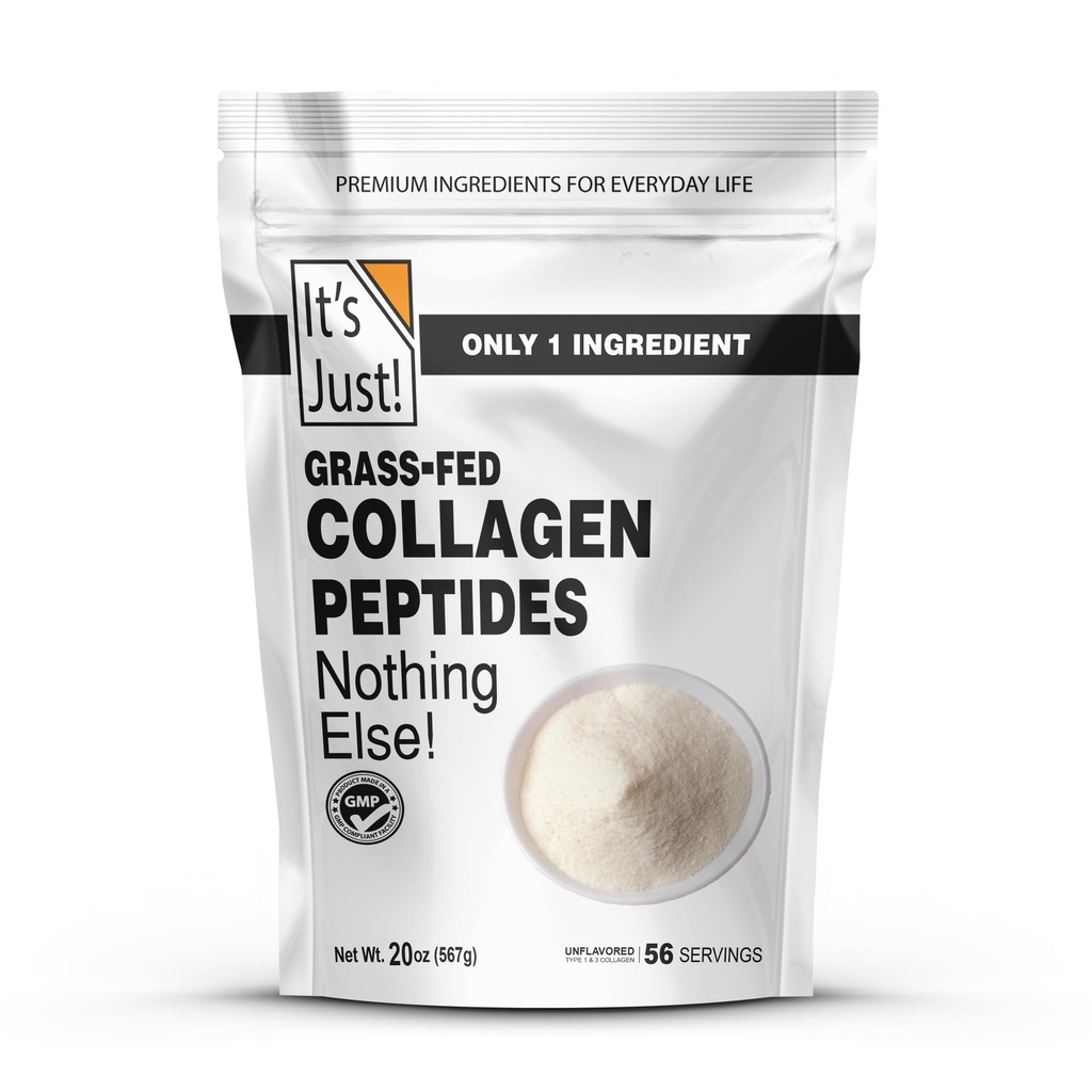 Det er bare! - Collagen Peptider (1.25lb) Grass- Fed Protein Powder, Unflavored, Heavy Metal Testet af 3. part Lab, Type I & III, Hydrolyzed at opløses hurtigt, 20oz
