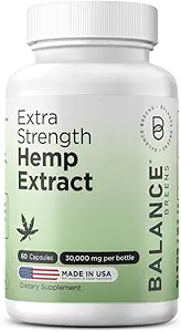 Balance Breens Hemp Extract Kapsler 30.000 mg per flaske - Natural Dietary Supplement Understøtter hjernefunktioner, immunstøtte - Rig i Omega 3 - 6 - 9 fedtsyrer (60 greve (pakke med 1))